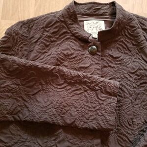 David Brooks Blazer Jacket Women's Size 14 Brown Quilted Lined